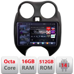 Navigatie Android Nissan Micra 2010-2014, QLED 2K, 16GB RAM, 512GB
