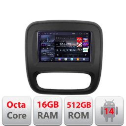 Navigatie Android Renault Trafic 2014-2017 QLED 2K 16GB+512GB 360