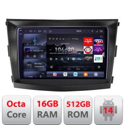 Navigatie Android SsangYong Tivoli 2015-2019 QLED 2K, 16GB RAM, 512GB