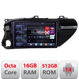 Navigatie Toyota Hilux 2016+ Edotec QLED 2K, 16GB RAM, 512GB, Android