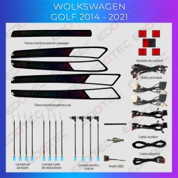 Kit lumini ambientale RGB dedicate pentru VW Golf 7, control OEM si telefon