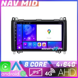Navigatie auto Mercedes VW Android 12, 4GB RAM, 64GB, CarPlay, ecran 720P