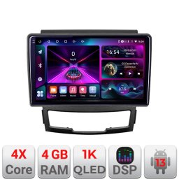 Navigatie Android 13 SsangYong Korando 2011-2013, 4GB RAM, 64GB, ecran 1K