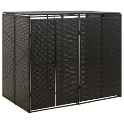 Magazie de pubele dubla, negru, 140x80x117 cm, poliratan GartenMobel Dekor