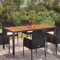 Masa gradina cu blat din sticla, negru, 190x90x75 cm, poliratan GartenMobel Dekor