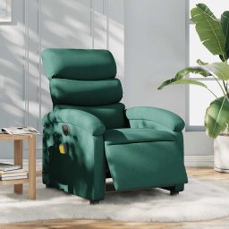 Fotoliu electric de masaj rabatabil, verde închis, textil GartenMobel Dekor
