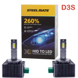 Set 2 becuri LED D3S Steelmate 6000K Plug & Play pentru conversie faruri