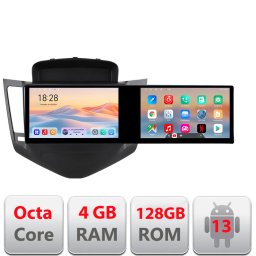 Navigatie Android Chevrolet Cruze 2009-2013, 2 ecrane, 4GB RAM, 128GB