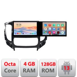 Navigatie Mitsubishi L200 2014-2020 cu 2 ecrane, 4GB RAM, 128GB, Android