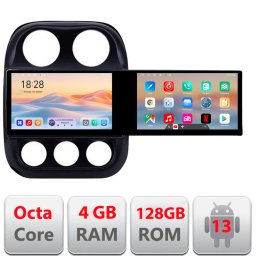 Navigatie Android Jeep Compass 2010-2016, 2 ecrane, 4GB RAM, 128GB