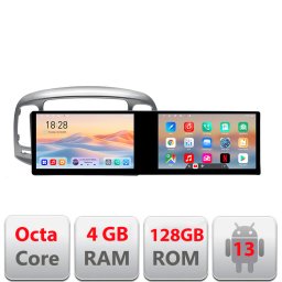 Navigatie Hyundai Accent 2006-2012 cu 2 ecrane, Android, 4GB RAM, 128GB