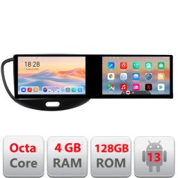 Navigatie Hyundai i10 2007-2013 cu 2 ecrane, Android, 4GB RAM si 128GB
