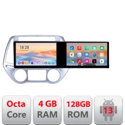 Navigatie Hyundai i20 2011-2014 cu 2 ecrane, Android, 4GB RAM, 128GB