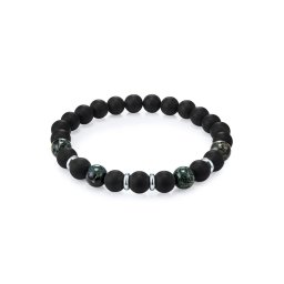 True Rebels Brățară verde smarald / negru / argintiu