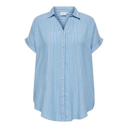 ONLY Carmakoma Bluză 'CARPENNA' albastru denim / alb
