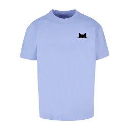 Merchcode Tricou 'Halloween - Cat' albastru deschis / negru