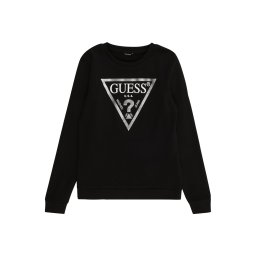 GUESS Bluză de molton negru / argintiu