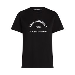 Karl Lagerfeld Tricou 'Rue St-Guillaume' negru / alb