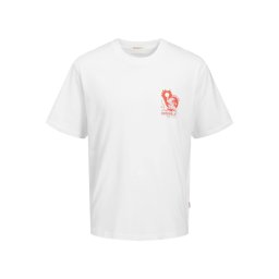 JACK & JONES Tricou 'JORBELLAGIO' roșu orange / alb
