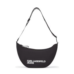 KARL LAGERFELD JEANS Geantă de umăr 'Essential' negru / alb