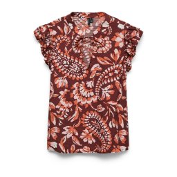 VERO MODA Bluză 'VMNELLIE CARLA' portocaliu homar / rosé / roșu bordeaux / alb
