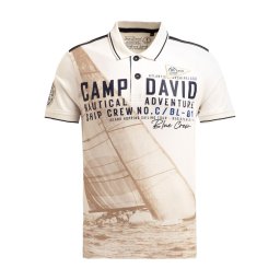CAMP DAVID Tricou maro cămilă / negru / alb