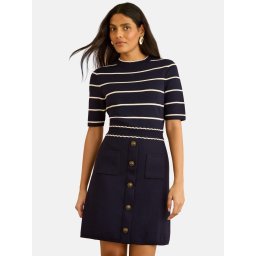 love & roses Rochie tricotat bleumarin / alb