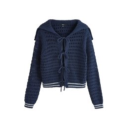 Next Geacă tricotată bleumarin / alb