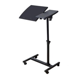 Masa pentru laptop cu roti neagra reglarea inaltimii unghiului blatului mesei inaltime maxima 80 cm