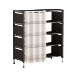 Organizator pantofi 5 rafturi suport metalic cu perdea negru 58x26x78cm