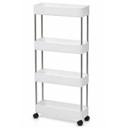 Carucior organizator slim portabil cu 4 rafturi alb