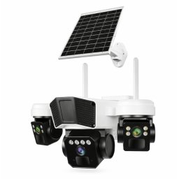 Camera de supraveghere exterior 4G tip 3 in 1 cu panou solar 3 lentile