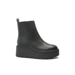 Ghete damă Anna Viotti cu platformă wedge, negre, din piele naturală GOR10720-37 EU