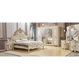 Dormitor complet Imperial crem pat 180x200 saltea inclusa
