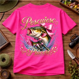 Tricou personalizat dama pescar , zPescuiesc cu placere, cu nume