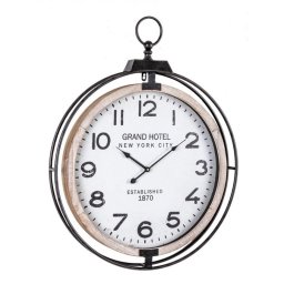 Ceas perete lemn cu rama metal negru natur Ticking 62x7x79 cm