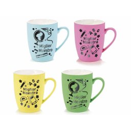 Set 8 cani portelan multicolor 8.5x10.5 cm, 400 ml