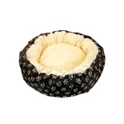Culcus moale cu perna, pentru caine pisica, Model Minky, culoare galben, impermeabil, baza antiderapanta, 50 cm