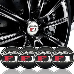 Set 4 buc. ornament central janta, model F1 Black , diametru 5cm