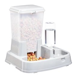 Distribuitor de alimente si apa pentru animale, 2in1, culoare Alba