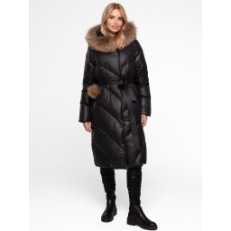 Palton lung de damă cu blană naturală