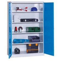 Dulap metalic de atelier 199 x 120 x 60 cm, gri/albastru