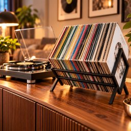 Suport pentru discuri vinil cu design minimalist