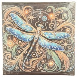 Tablou YY71, Libelula, cu Diamante, cu Umplere partiala, cu rama, 25x25 cm
