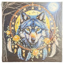 Tablou YY84, Lupul Strabun, cu Diamante, cu Umplere partiala, cu rama, 25x25 cm