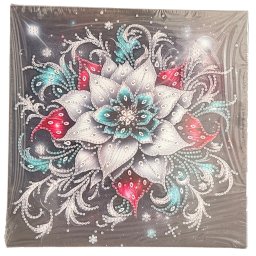 Tablou YY96, Floare Mandala, cu Diamante, cu Umplere partiala, cu rama, 25x25 cm