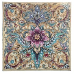 Tablou YY90, Floarea Vietii, cu Diamante, cu Umplere partiala, cu rama, 25x25 cm