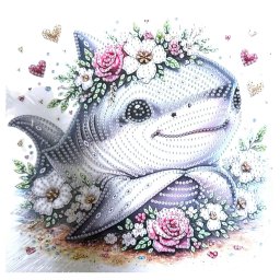 Tablou YY78, Rechinul simpatic, cu Diamante, cu Umplere partiala, cu rama, 25x25 cm