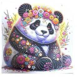 Tablou YY120, Ursuletul panda, cu Diamante, cu Umplere partiala, cu rama, 25x25 cm