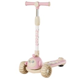 Trotineta copii C Sport 807 Roz, pliabila, lumini LED si muzica, 3 roti, 3-8 ani